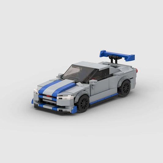 Skyline GTR Racing R34 Sports Car Vehicle MOC Fast Furious 2 Speed Champion Racer Building Blocks Brick Creative Garage Toy Boy